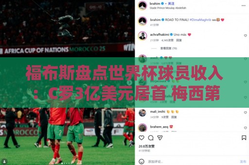 福布斯盘点世界杯球员收入:C罗3亿美元居首 梅西第2内马尔第11 福布斯盘点世界杯球员收入:C罗3亿美元居首 梅西第2内马尔第11
